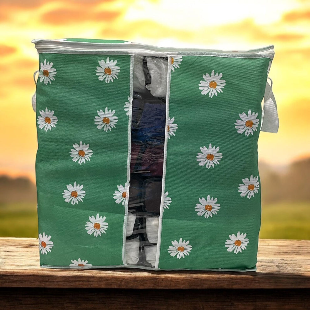 Printed Multipurpose Storage Bag, Storage Bags With Handles, Non Woven Floral Print Storage Organizer, Closet Organizer Printed Multipurpose Storage Bag, Storage Bags With Handles, Non Woven Floral Print Storage Organizer, Closet Organizer